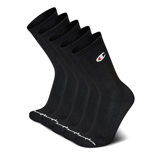 Image of Champion Men's Cushioned Crew Socks 5-Pack - Moisture-Wicking Athletic Crew Socks with Arch Support (Sizes 6-12)