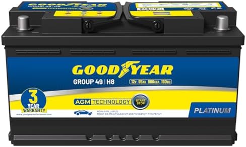 Goodyear 49-H8-AGM BCI Group Size 49 12V 95 AH, 160RC, 900 CCA Pl...