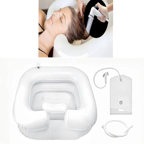 Lavabo à Cheveux Gonflable, Bac à Shampoing Gonflable, Avec pommeau de douche et sac à eau, Bassin Gonflable pour Laver, Système de douche, Grande Vasque...