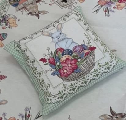 Set di 2 federe decorative quadrate con coniglietto pasquale, 40,6 x 40