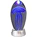 HALF OFF PONDS - 6 inch Blue Glass Jellyfish Paperweight, Glow In The Dark with 6-Color Changing LED Lighted Base Stand