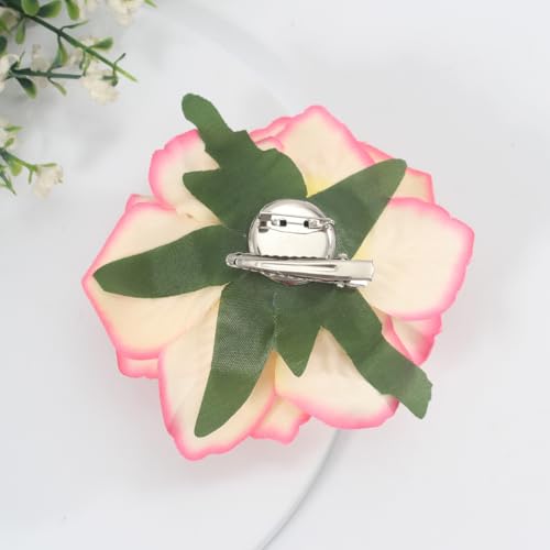 Image of 3.9 Inches Rose Hair Clip & Flower Brooches for Women | Vintage Design Clip Flowers for Hair Accessories | Charming Rose Flowers Pins for Clothes, Hairpins Party Supplies for Wedding (Pink & Beige)