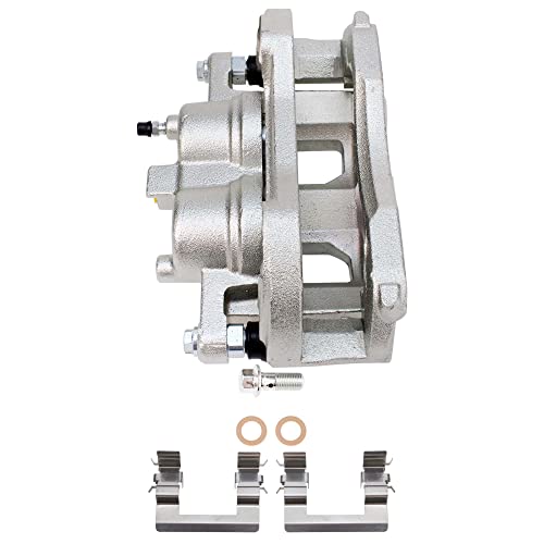 Image of Detroit Axle - Front Drilled & Slotted Rotors + Right Brake Caliper Replacement for 2006-2013 Chevrolet Impala Monte Carlo Buick Lucerne - 3pc Set