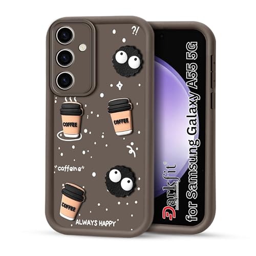 Image of DARKFIT Back Case Cover Compatible for Samsung Galaxy A55 5G | Cute Fun Cartoon 3D Ball | Coffee Silicone Case | Case Cover with Camera & Body Protection| Shock Proof | for Samsung A55 5G| Color Brown