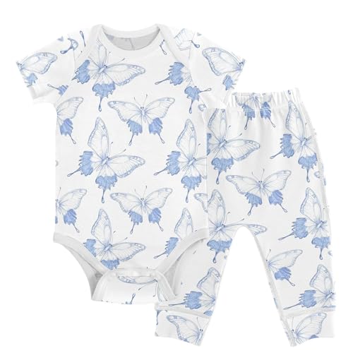 vvfelixl Transparent Swallowtail Butterfly Baby Layette Sets,Baby Bodysuits Set Unisex Short Sleeve Babys Pants Sets 9-12M