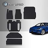 ToughPRO Tesla Model X Floor Mats & Trunk Mats Set - All Weather - Heavy Duty- Black Rubber- 6 Seater -(2016)