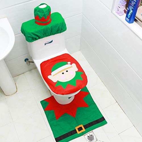 LIOOBO 3-teiliges Set mit WC-Deckelbezug und -vorleger, WC-Deckelbezug für Weihnachten, Zuhause, Badezimmer, Schlafzimmer, Urlaub, festliche Dekoration – Bild 4
