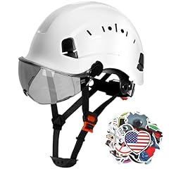 A White hardhats with Smoke Visor
