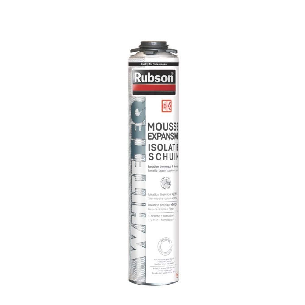 RUBSON WhiteTeq Mousse expansive pour isolation thermique et phonique- Mousse pistolable format 750 ml- coloris blanc