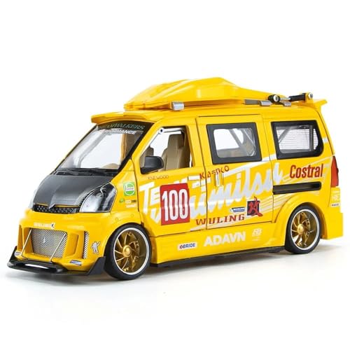 Image of 1:24 Scale Wuling Track Sports Van Diecast Model Car Premium Collectible with Realistic Details, Pull-Back Action, for Kids & Adults Best Gift Toys (Yellow)
