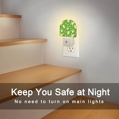 Image of Saint Patrick Day Gnomes and Clovers Night Light Plug into Wall,Irish Shamrock and Gnomes Dusk to Dawn Night Light,0.5w Energy Saving Sleep Friendly Nightlights for Kids Boys Girls Home