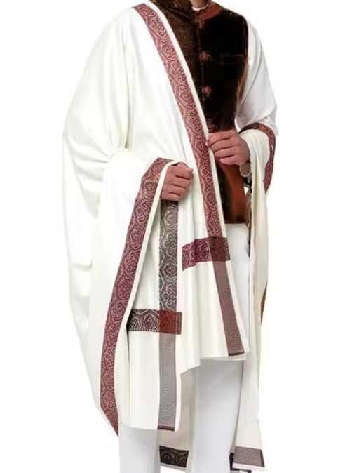 okko Kashmiri Gents Lohi Shawl with Kani Border, 4 Side Jamavar, Pashmina Feel, Antique KASHMIRI Design-picture-41