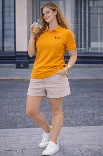 Image of Mack Jonney Women's Cotton Polo T-Shirt|Solid Regular Fit|Half Sleeve Collar T-Shirt for Casual Wear-MJ-32