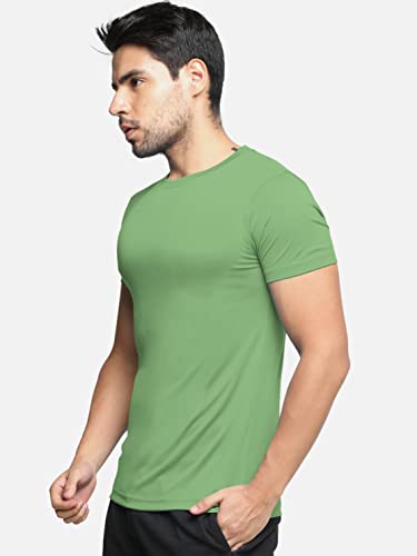 Image of BULLMER Solid Cotton Blended Half Sleeve Round Neck Tshirt for Men
