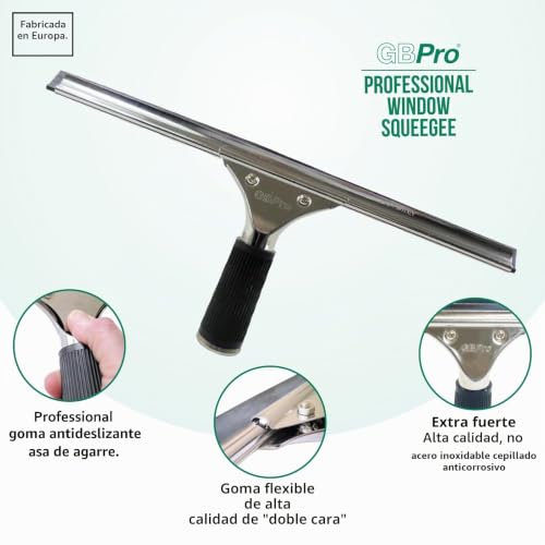 Miniatura 2 de Gbpro - Limpiaparabrisas Profesional De Acero Inoxidable 35 Cm Con Cuchilla De Goma - Equipo De Limpieza De Ventanas