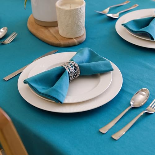 Image of Encasa XO Cotton Napkins for Dining Table | Set of 6, Size 43x43 cm | Machine Washable Reusable Table Napkin, Soft & Absorbent, Elegant Table Decor for Kitchen, Hotels, Party - Azul Blue