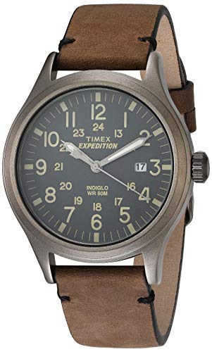 Timex Expedition Scout 40mm Leather Strap Watch Brown 2 One Size