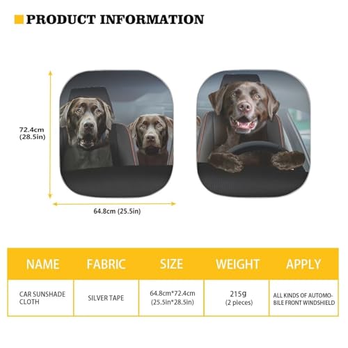 Image of Drive Puppy Car Windshield Sun Shade Foldable 2-Piece Car Windshield Sunshades Window Shades Cover Sun Visor Shield for Most Sedan Truck SUV Auto Interior Protector