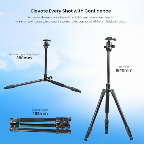 Image of Simpex 450 (64 inch) All-in-One Professional Tripod | Convertible Monopod | Lightweight Aluminium Body | 3-Section Legs | 10kg Load Capacity | Camera & Video Shooting Stand(Black)