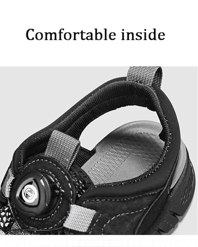 Men's Casual Sandals Leather Non-Slip Adjustable Flat Bottom Slippers Summer Outdoor Beach Shoes2