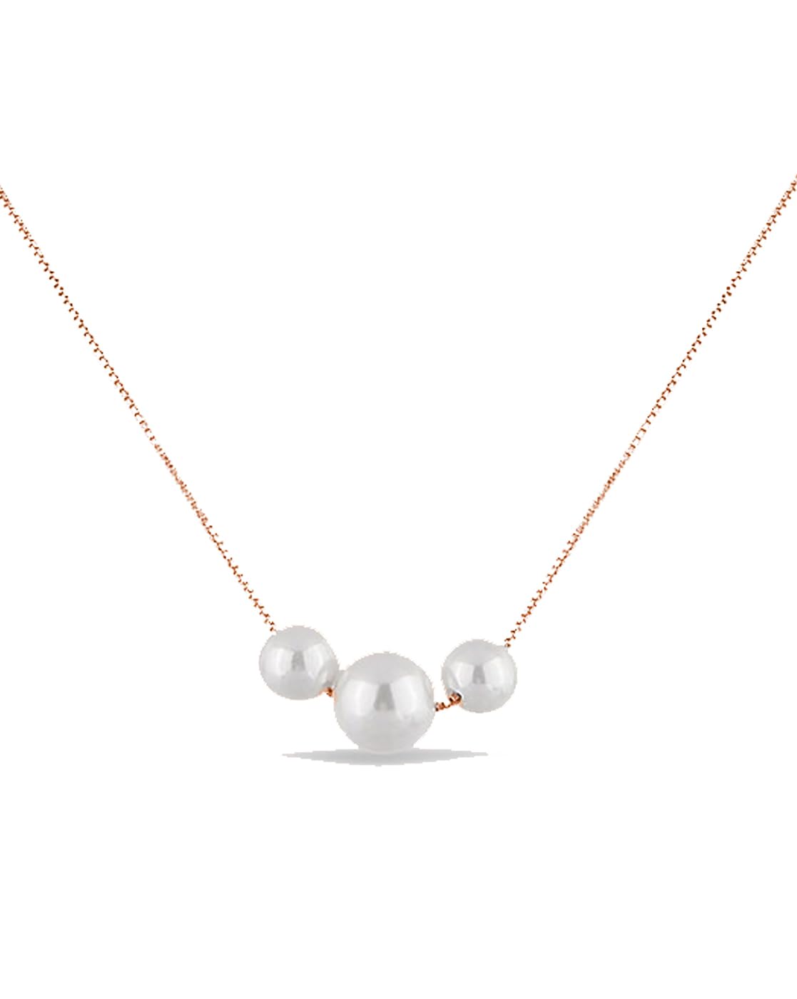 White Moti Pearls Necklace for Women & Girls with Rose Gold Chain Stylish Fashion Jewellery | Beautiful Moti Pendant Traditional | Valentines Day, Birthday, Party, Everyday, Gifts- Pack of 1-image-42