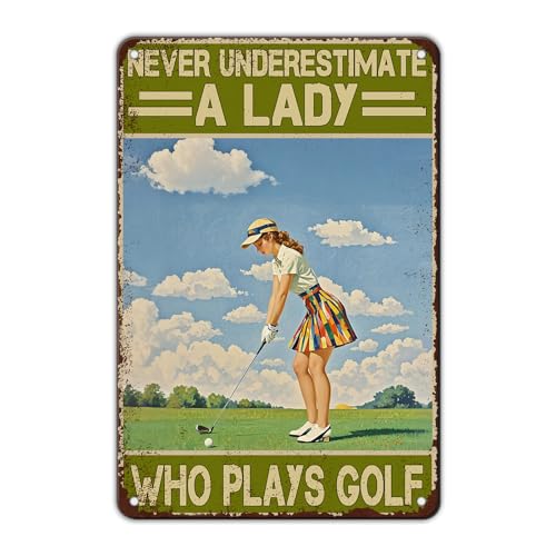 KIYOYO Golf Metal Sign Never Underestimate A Lady Who Plays