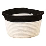 Cabilock Cesta de Algodón Trenzado para Almacenaje de Cosméticos y Snacks Organizador de Escritorio Resistente y Decorativo para Dormitorio