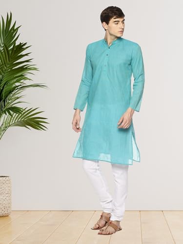 Men's Cotton Kurta Indian Kurta Classic Mandarin Collar Full Sleeves Side Split Ethnic Wear for Wedding2