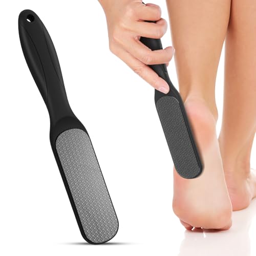 YBEATY Removedor de piel dura, nano cristal, removedor de callos profesional de doble cara con mango ergonómico antideslizante para talones agrietados y piel seca (negro)