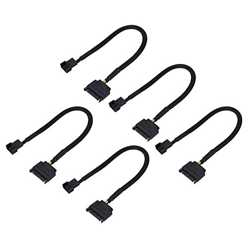 ASHATA SATA Cable, 5Pcs SATA 15Pin to 4Pin Cooling Fan Power Adapter Cable Converter 22AWG Cable,SATA Power Cable Adapter