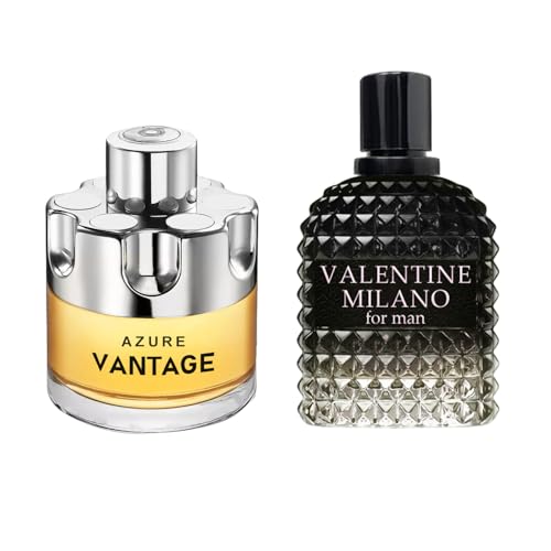 Image of AFLUXE Valentine Milano /Azure Vantage Men's Cologne,Long Lasting Scent Perfume for Men,2PCS Fragrance for Gift Box Package,3.4 Fl Oz Spray Men's Eau de Toilette
