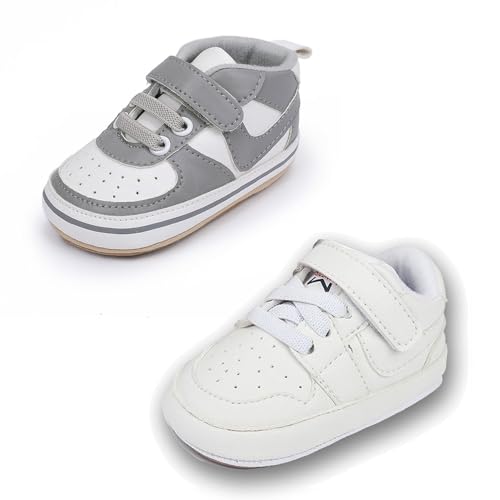 Image of Clowora Unsex Baby Shoes Boys Girls Infant Sneakers Non-Slip Soft Rubber Sole Toddler Crib First Walker Lightweight Shoes