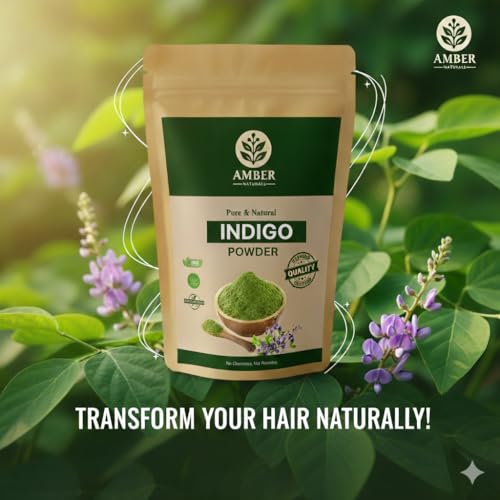 Image of Indigo Powder, Natural Hair Color for Black Hair, Indigo Leaf Powder for Rich and Fast Post-Henna Coloring, Chemical Free (200 gm)
