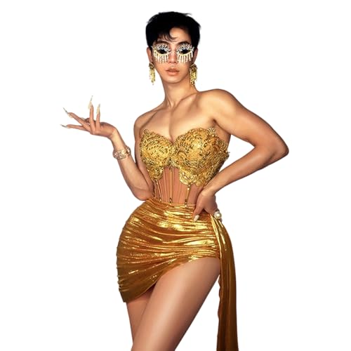 Robe corset flexible costume de scène bicolore pour danseuse - 7