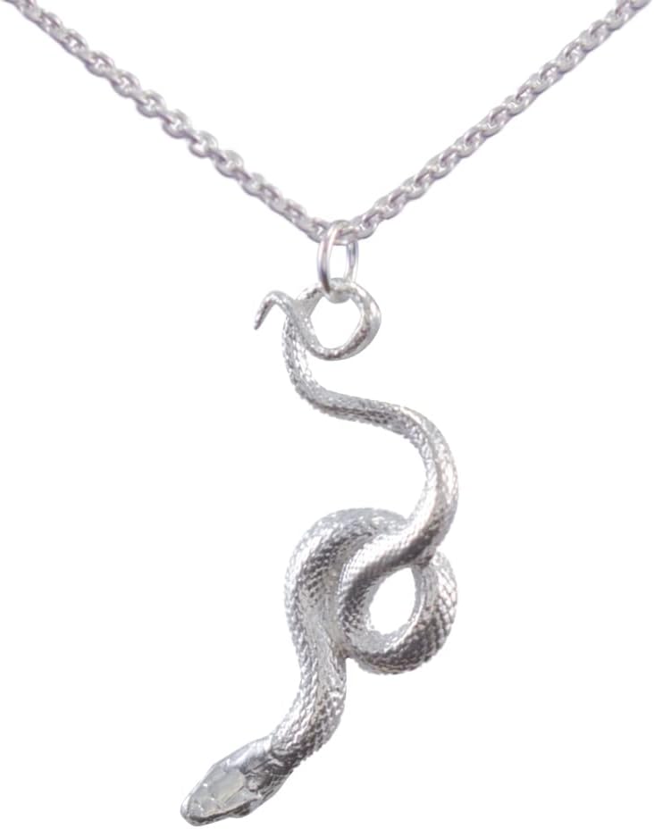 Unisex 925 American-Made Sterling Silver Serpent Snake Pendant on 22" Italian Sterling Spiga Chain Chain