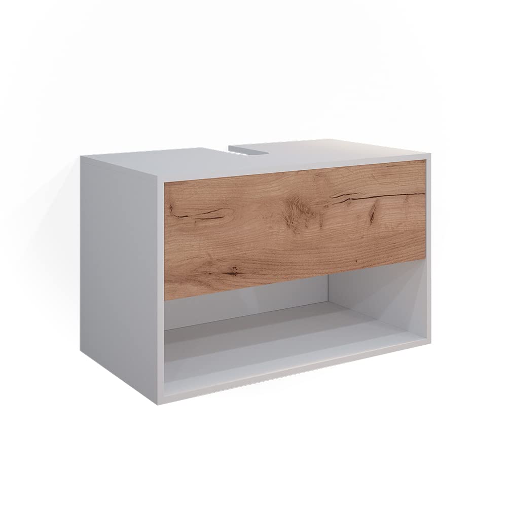 Vicco Mueble bajo Lavabo Kate, Blanco/Roble, 80 x 50 cm