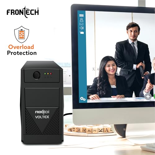 Image of FRONTECH UPS - 1KVA /600W Simulated Sine Wave | 12V /7Ah x 2 Lead-Acid Batteries - Reliable Power Protection| LED Indicator | Power Backup & Protection | Desktop (2570 - Black)