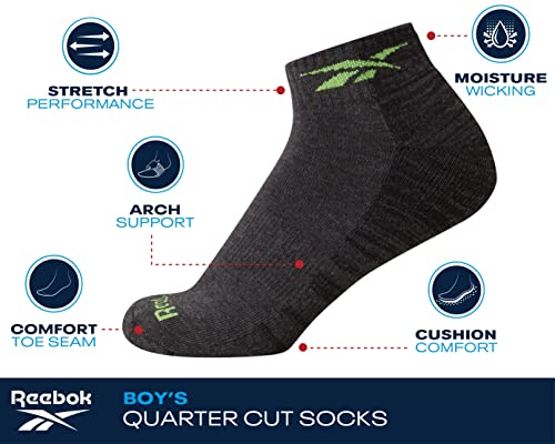 Reebok Boys' Quarter Socks - 12 Pack Stretch Performance Quarter Cut Arch Support Socks - Cushioned Athletic Socks for Boys3