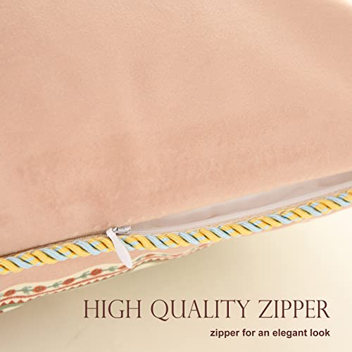 patdrea Velvet Euro Sham Decorative Throw Pillow Covers Set Soft Durable Cushion Cases Pillowcase for Couch Bedroom Car (2 Pack Pink Floral Bird)