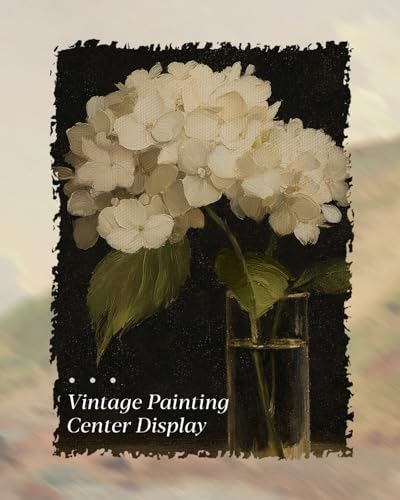 Image of HUARCEY Gold Framed Vintage Wall Art for Living Room, Flowers Painting Prints Shelf Decor for Kitchen, Aesthetic Bedroom Wall Art, Best Gifts for Friends or Family - White Hydrangea 10L x 8W
