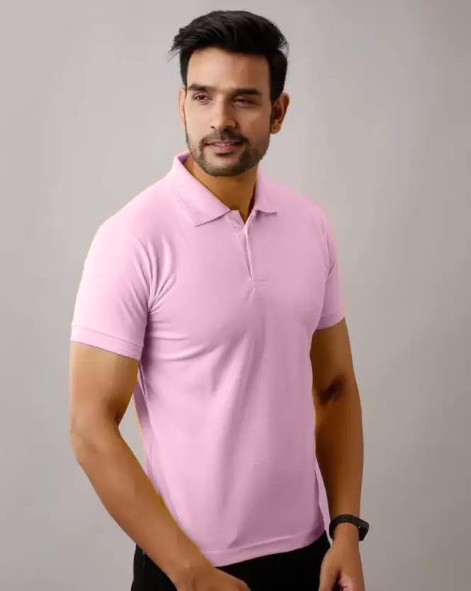 Image of INKKR Men's Polo Neck Half Sleeve Solid T-Shirts