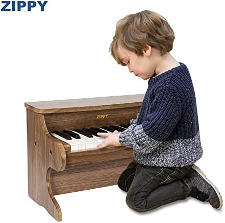 ZIPPY Kids Piano Keyboard, 25 Keys Digital Piano for Kids, Mini Music Educational Instrument Toy, Wood Piano for Toddlers Girls Boys 6