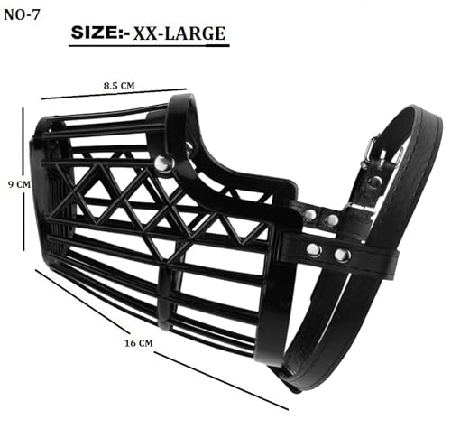 Image of RvPaws Anti Biting Dog Muzzle Basket Cage Design Plastic Pet Muzzle Comfortable Barking Easy to Adjust Quick Release Buckle (No-7, XX-Large)