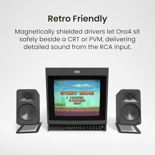 Image of Kanto ORA4 140W Powered Reference Speakers with Bluetooth 5.0 and USB-C Input | 4 inch Woofers with Deep Bass Extension | Bi-Amplified | 80 Hz Automatic Crossover | Reference Quality Sound | Pair | Moon