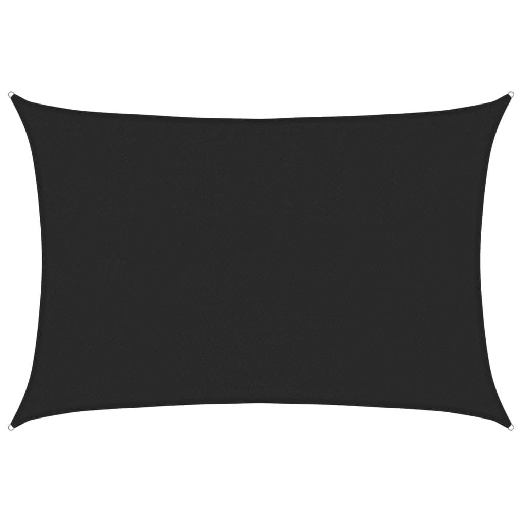 Voile d'ombrage carrée 3,5x5 m en PEHD noir 160 g/m² avec cordes de fixation pour balcon