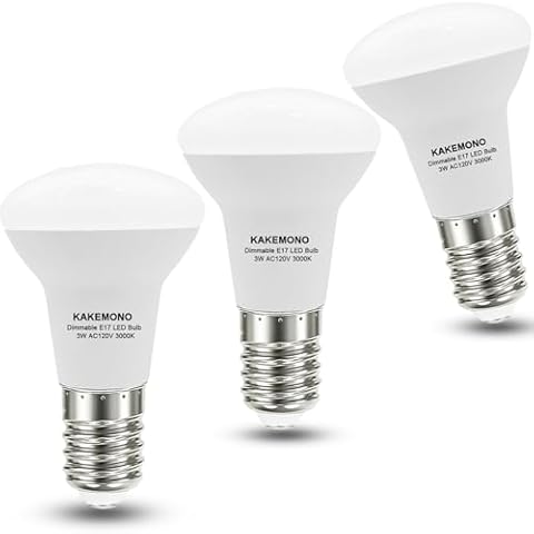 KAKEMONO R14 E17 LED Bulb Dimmable 3W 30watts Halogen Equivalent E17 Intermediate Base Type R14 Reflector Light Bulb for Desk Reading Cabinet Light Warm White 2700K 3000K Cover