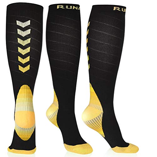 Calcetines de compresión, Calcetines/Medias de Compresión para Hombres y Mujeres, Running, Deporte, Correr, Senderismo, Volar, Viajar, Varicosas, Transpirables y Resistentes