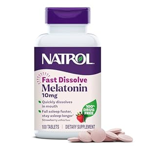 Natrol Fast Dissolve Melatonin 10mg Tablets – Strawberry Flavor, 100 Count, Sleep Support Melatonin Tablets for Adults, 100-Day Supply