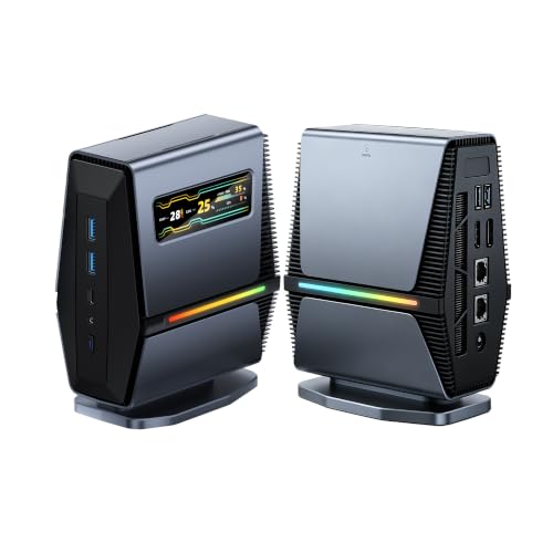 Image of Mini PC LED Display AMD Ryzen 7 8745HS 16GB DDR5 1TB SSD Dual 2.5G LAN | Zen 4 8-Core 16-Thread CPU Radeon Graphics LED System Display Tool-free Upgrade PCIe 4.0 WIN 11 Pro WiFi6E Triple 4K