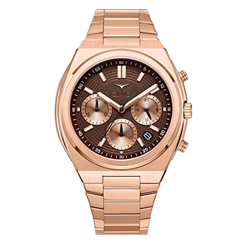 Chronographe Acier Marron ZINVO montre homme idéale pour le bureau et les sorties